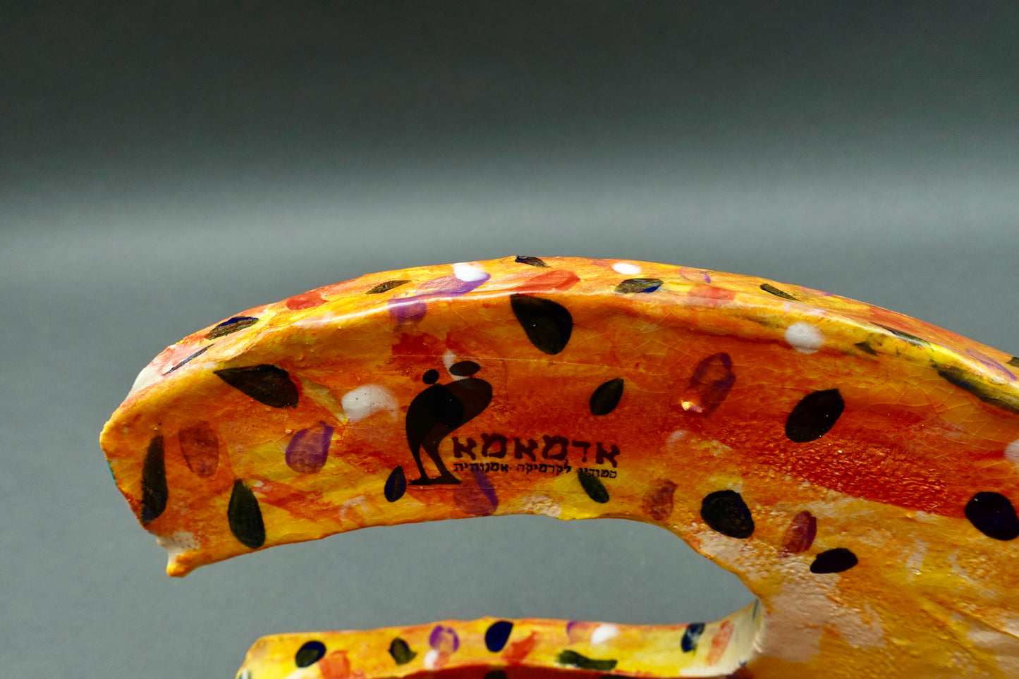 Whimsical Signed Studio Art Pottery Ceramic Cat Figurine Sculpture 11 1/4"