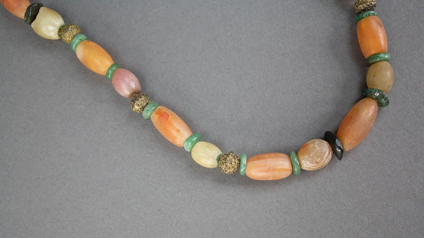 Himalayan Old Beads From Ancient Indo-Tibetan Antique Agate Beads Necklace Mala