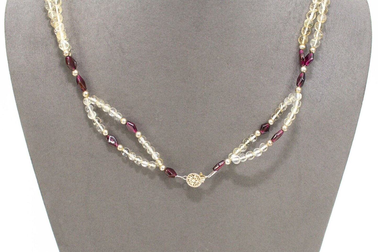 Sterling Quartz Amethyst Beaded Multi Strand Dangling Pendants Tassel Necklace