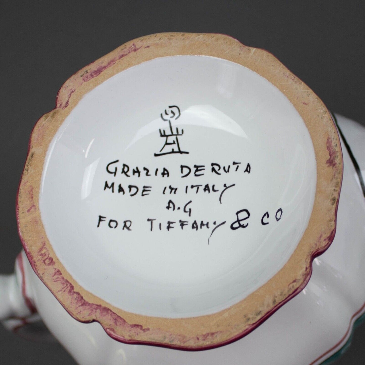 Tiffany & Co Grazia Deruta Italy Pottery Hand Painted Signed A.G. Coffee Tea Pot