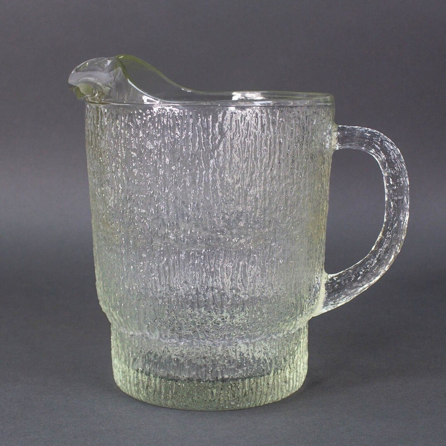 Vintage Indiana Glass Crystal Icicle Ice Frost Tree Bark Textured 64 oz Pitcher