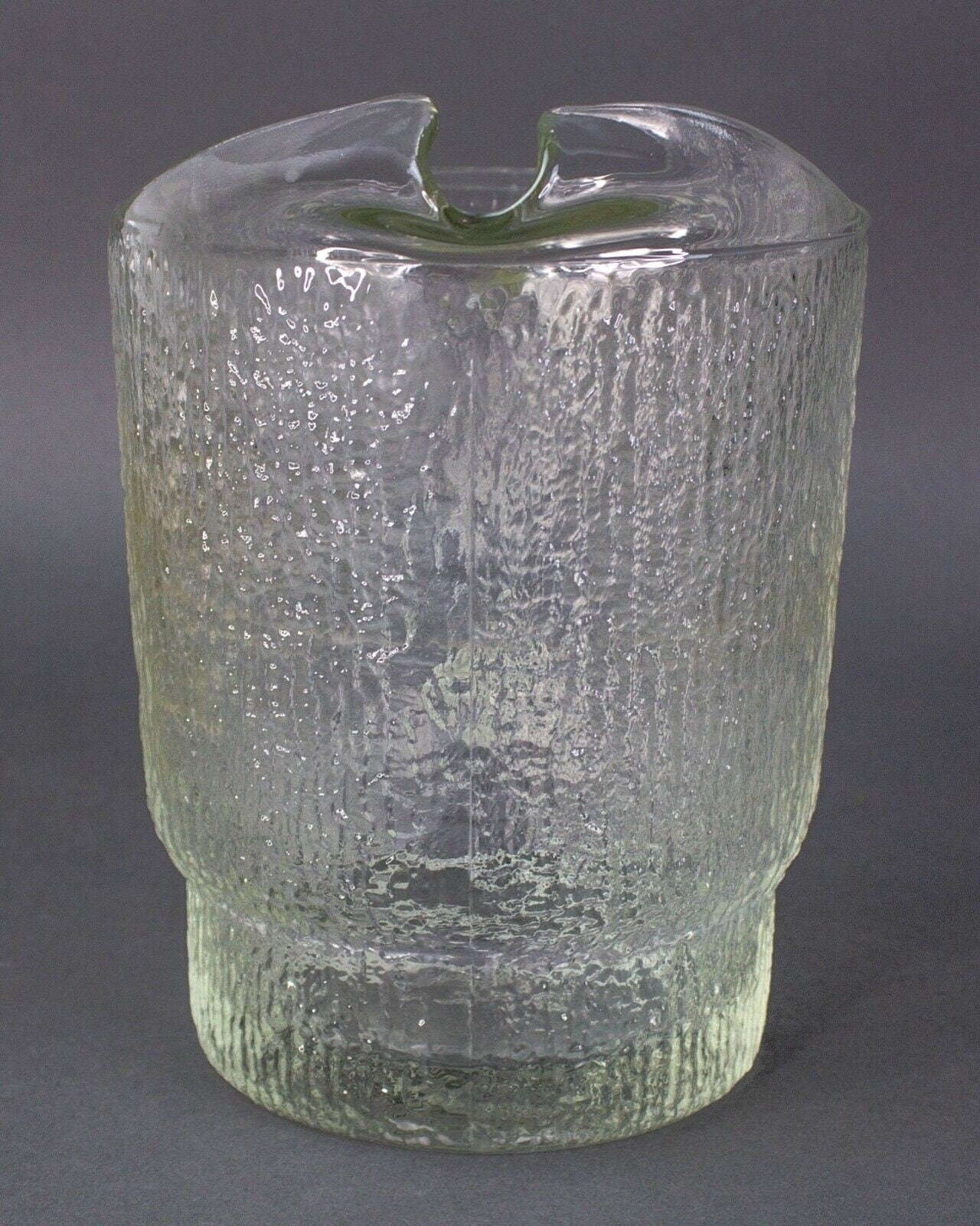 Vintage Indiana Glass Crystal Icicle Ice Frost Tree Bark Textured 64 oz Pitcher