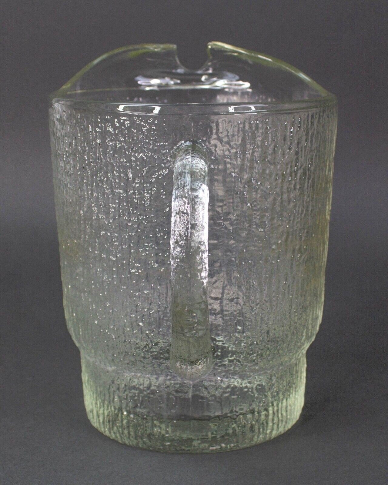 Vintage Indiana Glass Crystal Icicle Ice Frost Tree Bark Textured 64 oz Pitcher