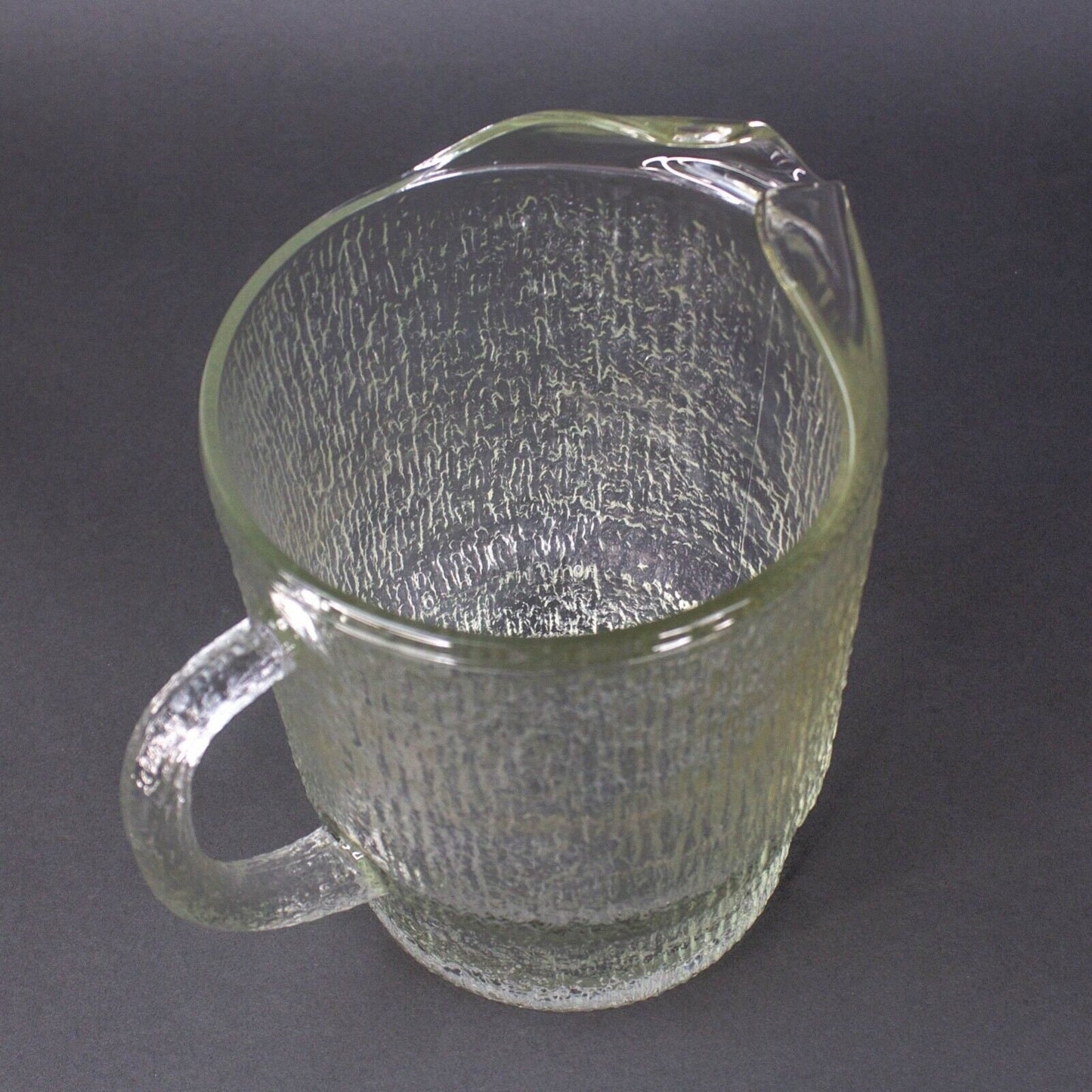 Vintage Indiana Glass Crystal Icicle Ice Frost Tree Bark Textured 64 oz Pitcher