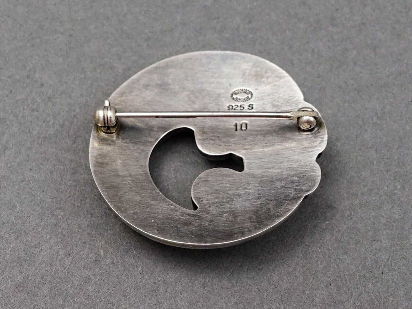 Georg Jensen Denmark Sterling Silver 925 Moonstone Fish Motif Brooch Pin