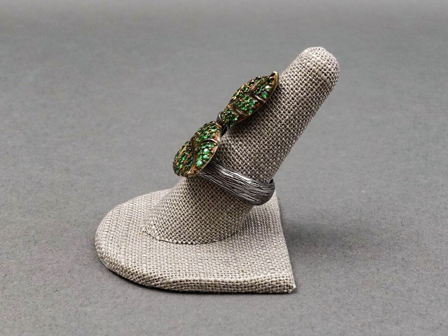 Sazingg Irene Zingg Sterling Silver Tsavorite Green Leaves Statement Ring Sz 8.5