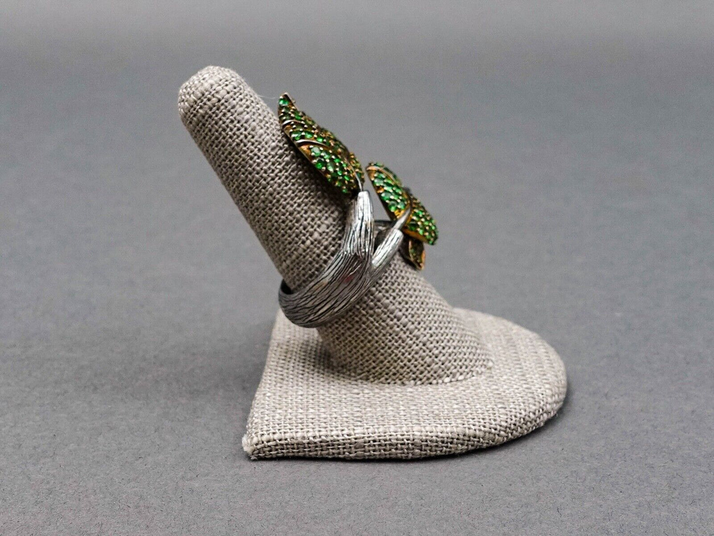 Sazingg Irene Zingg Sterling Silver Tsavorite Green Leaves Statement Ring Sz 8.5