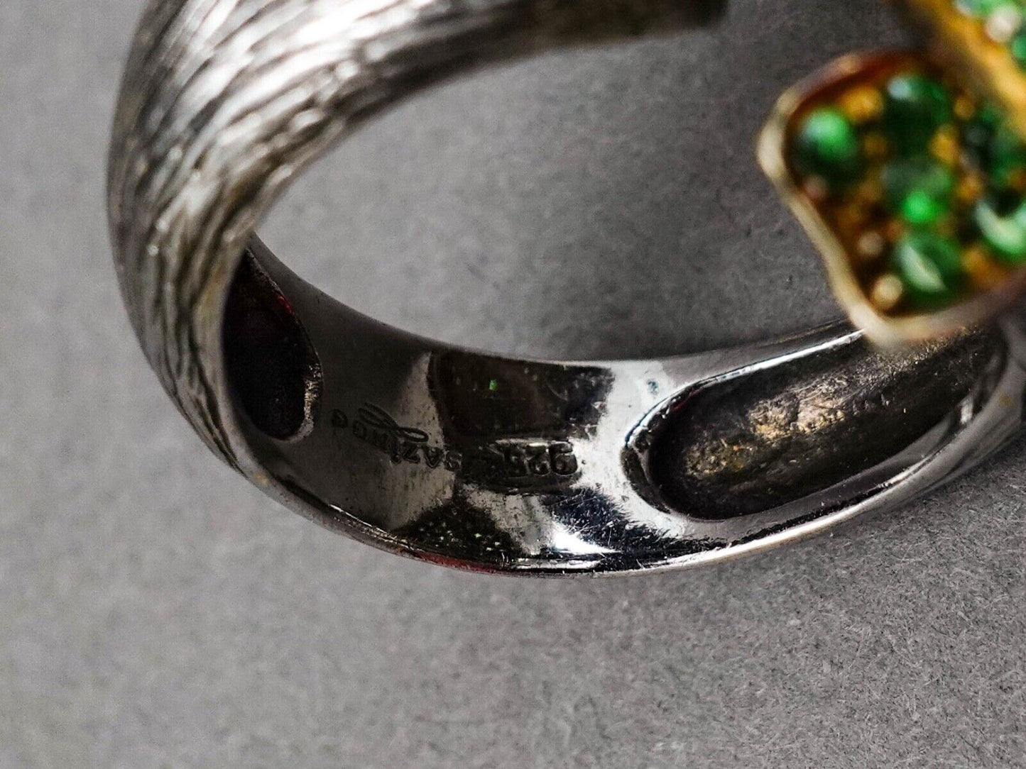 Sazingg Irene Zingg Sterling Silver Tsavorite Green Leaves Statement Ring Sz 8.5
