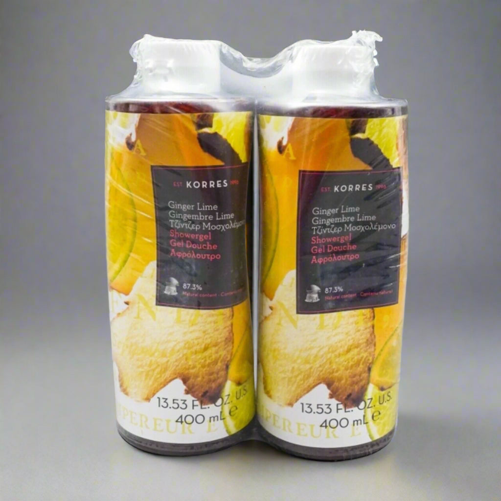 Korres Ginger Lime Shower Gel 13.53 oz / 400 ml Set Of 2 New Sealed