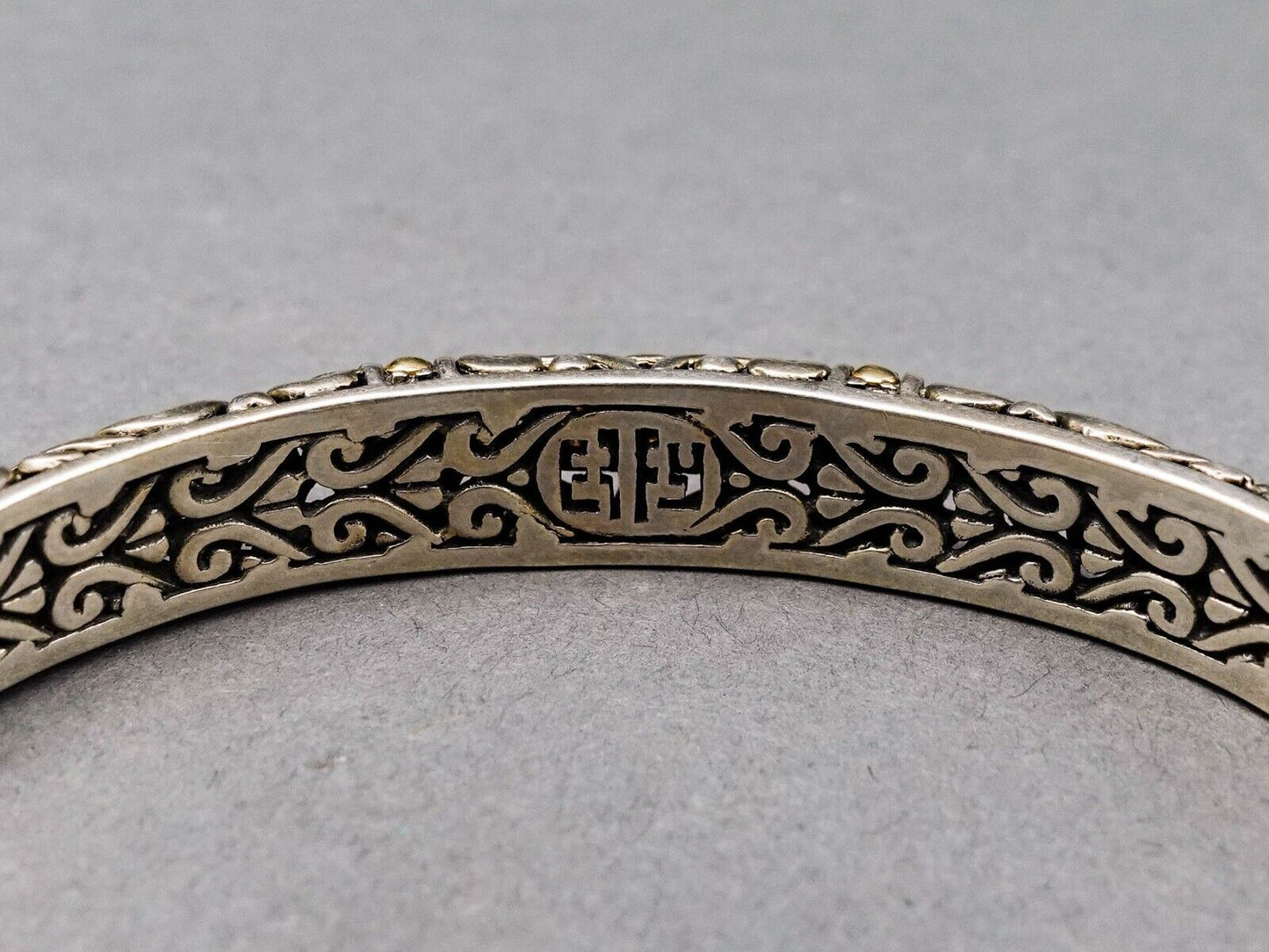 Effy Balissima Diamond 18k Gold Sterling Silver Hinged Cuff Bangle Bracelet