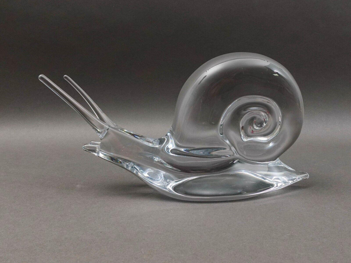 Daum Crystal France Signed Snail Escargot Large Glass Figurine Sculpture 13 1/8"