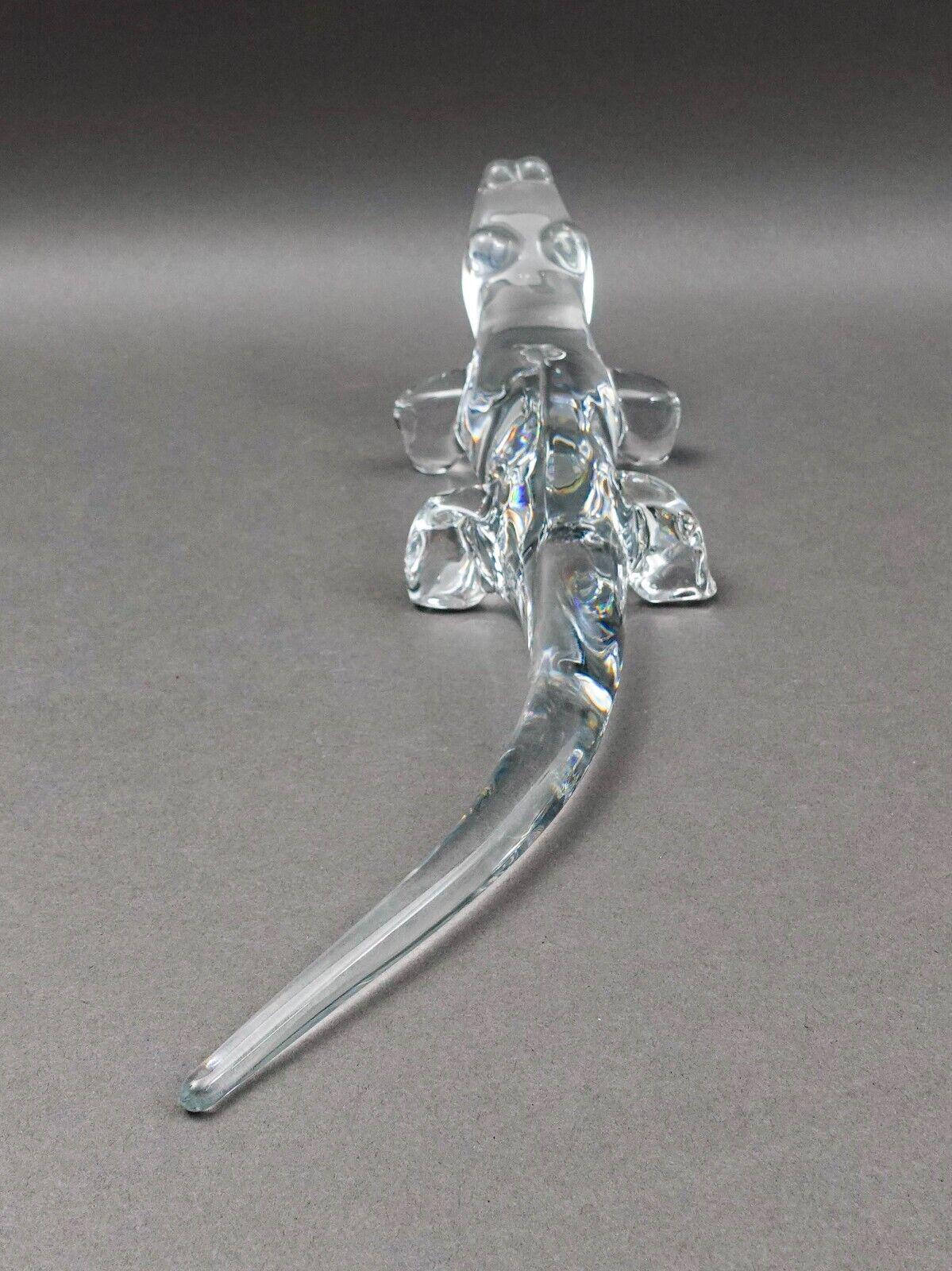 Daum Crystal France Signed Alligator Glass Figurine Sculpture 16 1/2"