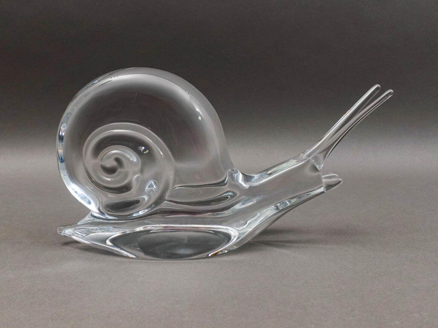 Daum Crystal France Signed Snail Escargot Large Glass Figurine Sculpture 13 1/8"