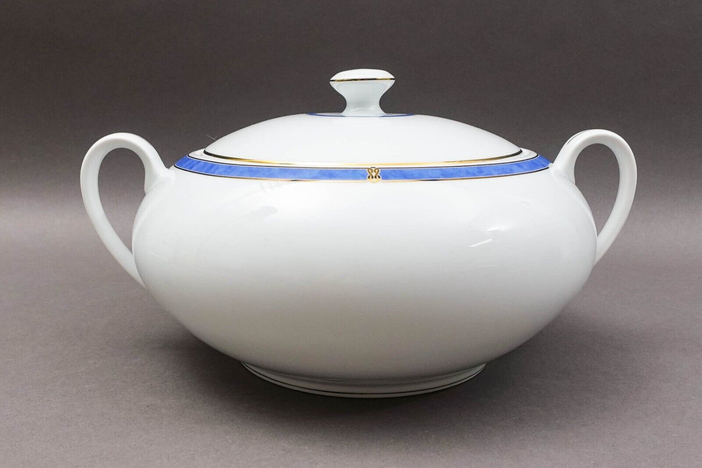 Christofle France Oceana Bleu Blue Covered Vegetable Dish Tureen Serving Bowl