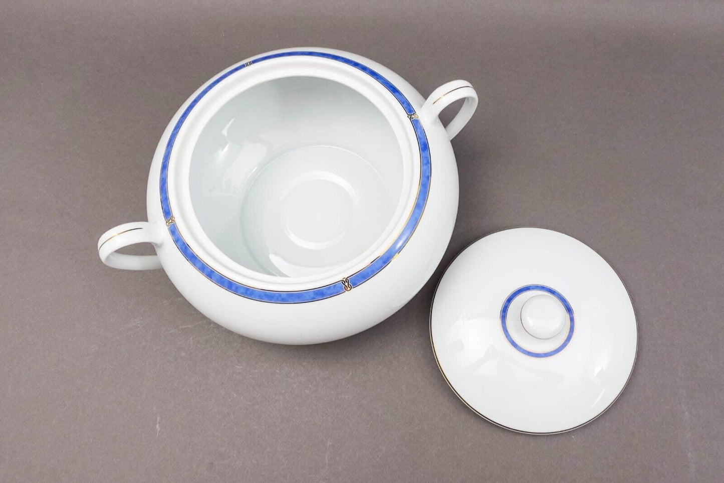 Christofle France Oceana Bleu Blue Covered Vegetable Dish Tureen Serving Bowl