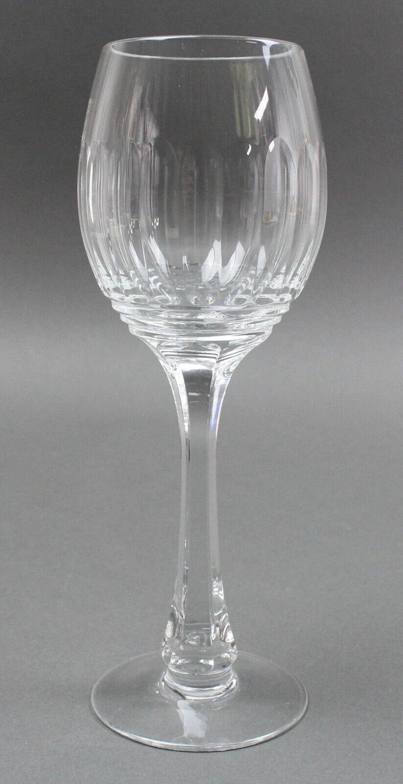 VS Acid Etched Signed Elegant French Cut Crystal Ellipse Wine Glasses Set Of 5