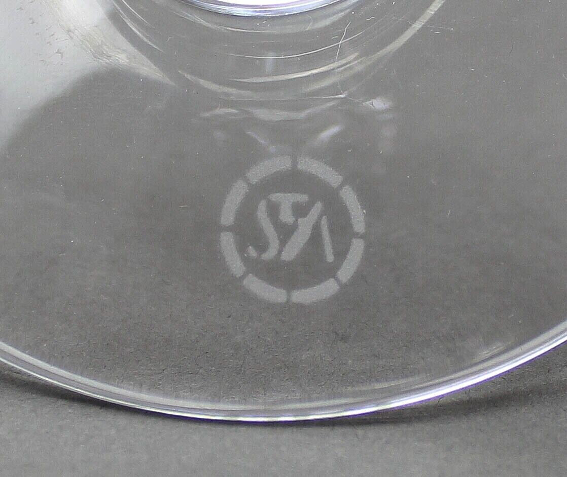 VS Acid Etched Signed Elegant French Cut Crystal Ellipse Wine Glasses Set Of 5