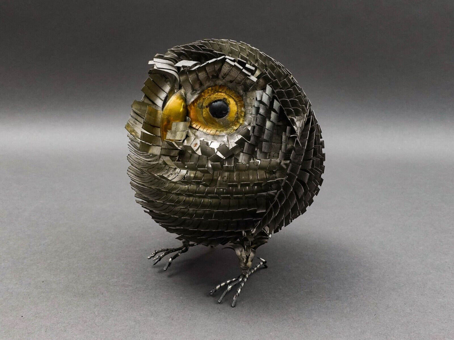 Sergio Bustamante Vintage MCM Brutalist Mixed Metal Bird Owl Sculpture Jere 6.5"