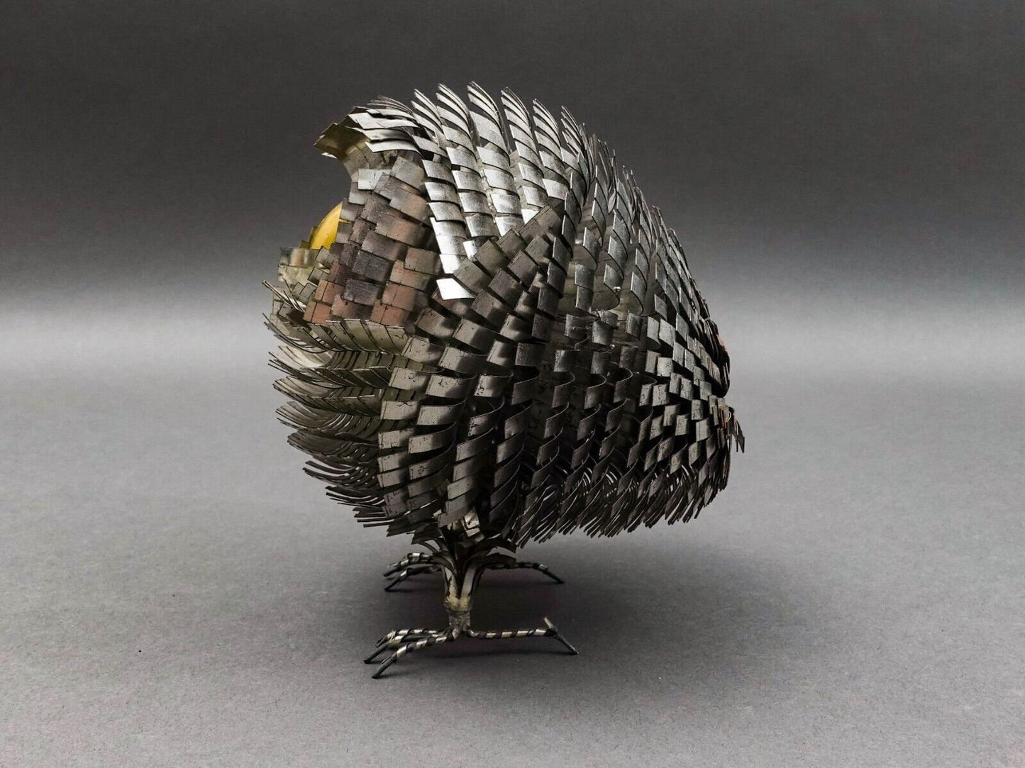 Sergio Bustamante Vintage MCM Brutalist Mixed Metal Bird Owl Sculpture Jere 6.5"