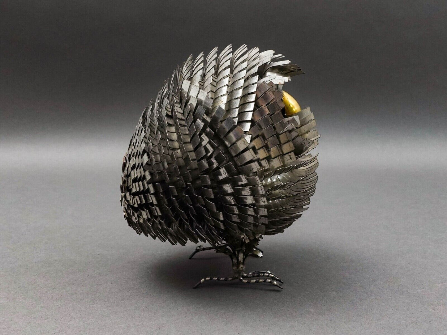 Sergio Bustamante Vintage MCM Brutalist Mixed Metal Bird Owl Sculpture Jere 6.5"