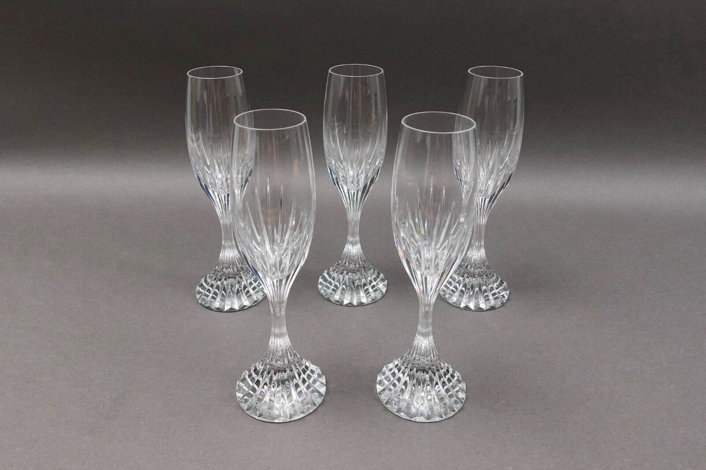 Baccarat Crystal France Massena 8 1/2" Champagne Flute Glasses Set Of 5