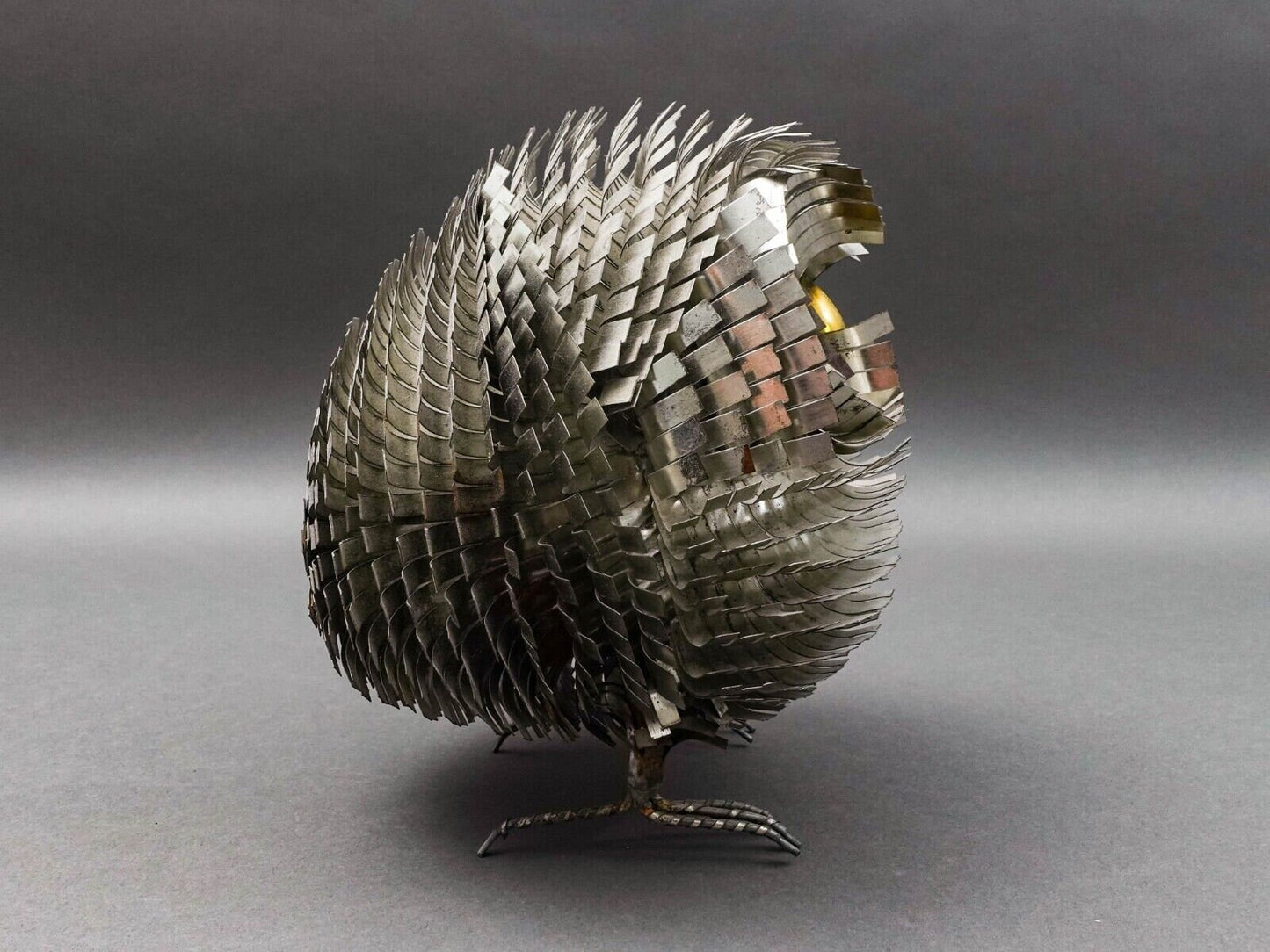 Sergio Bustamante Vintage MCM Brutalist Mixed Metal Bird Owl Sculpture 8.75"