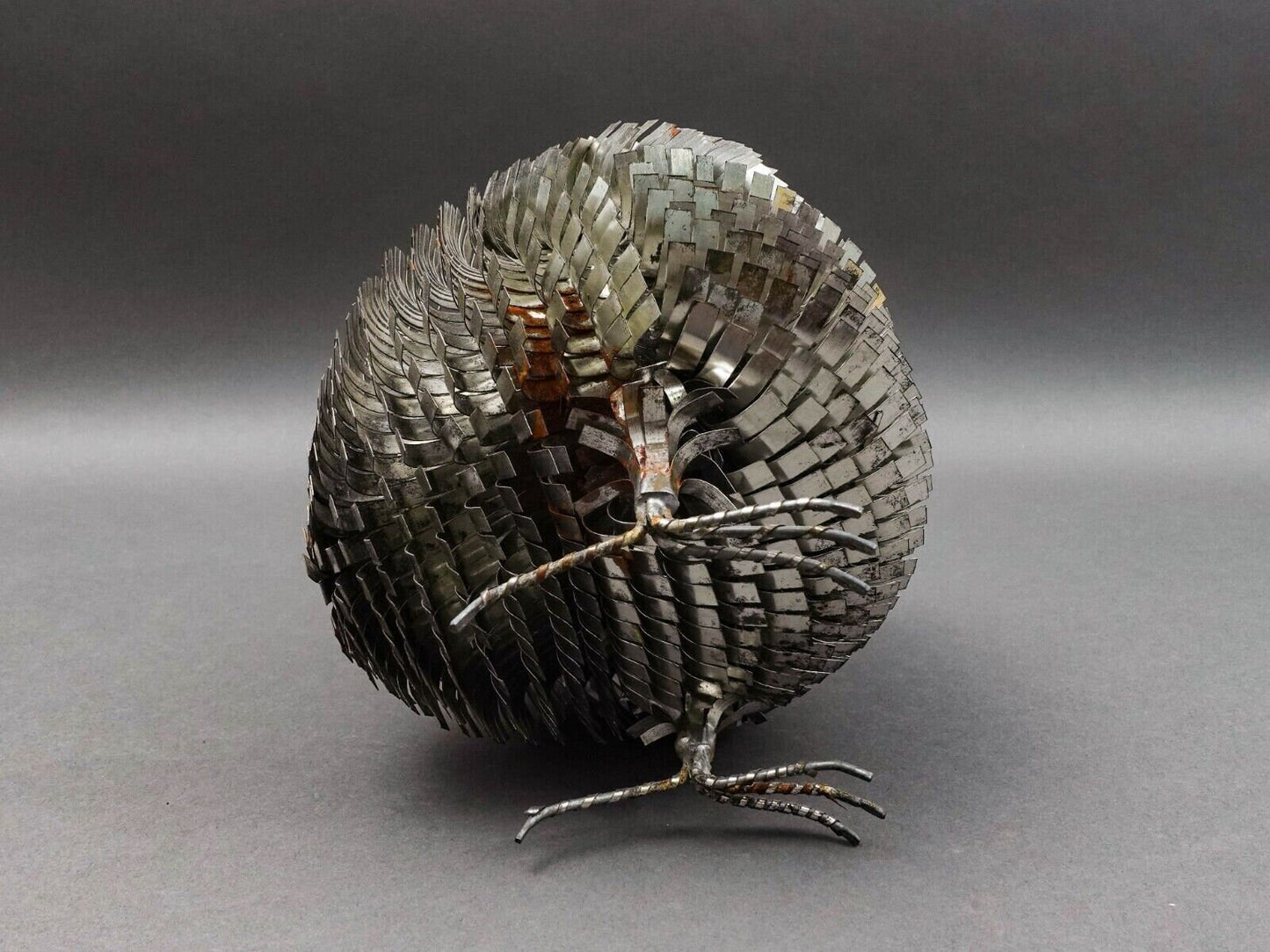 Sergio Bustamante Vintage MCM Brutalist Mixed Metal Bird Owl Sculpture 8.75"