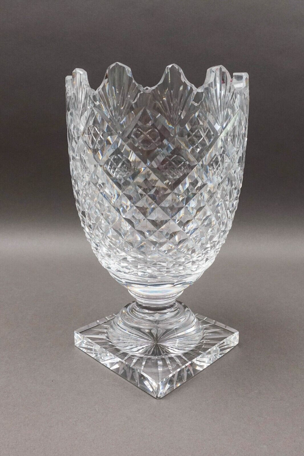 Waterford Ireland Vintage Master Cutter Collection Footed Crystal Vase 10 1/2"