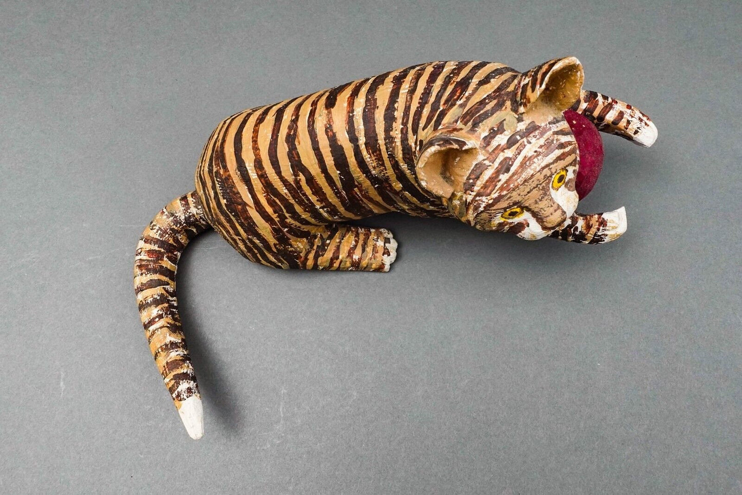 Saturnino Portuound (Pucho) Odio Cat With Ball Wood Sculpture