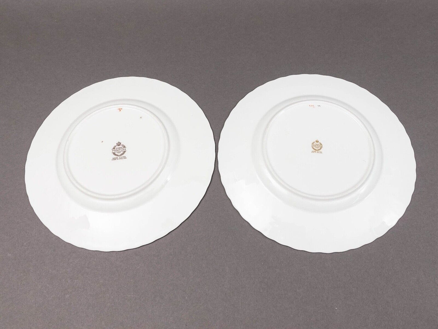 Minton England Tiffany S600 Gold Laurel Leaf Light Blue Luncheon Plate Set Of 6