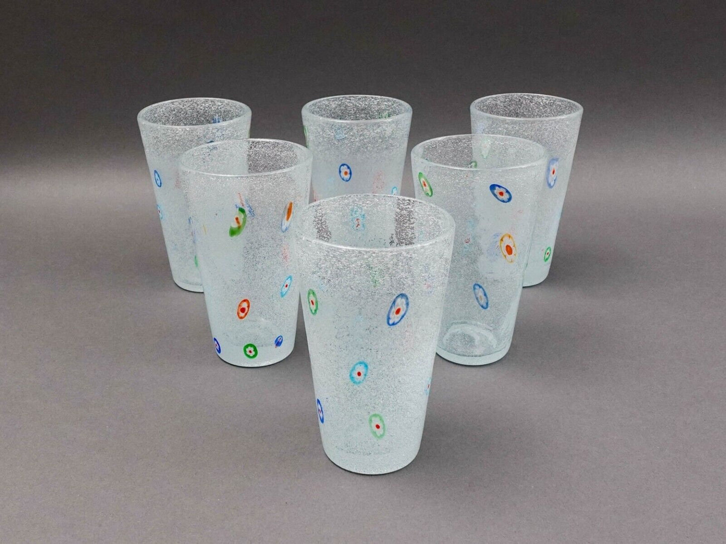 Crate & Barrel Zazz Millefiori 5 5/8" Highball Tumbler Glasses Set Of 6
