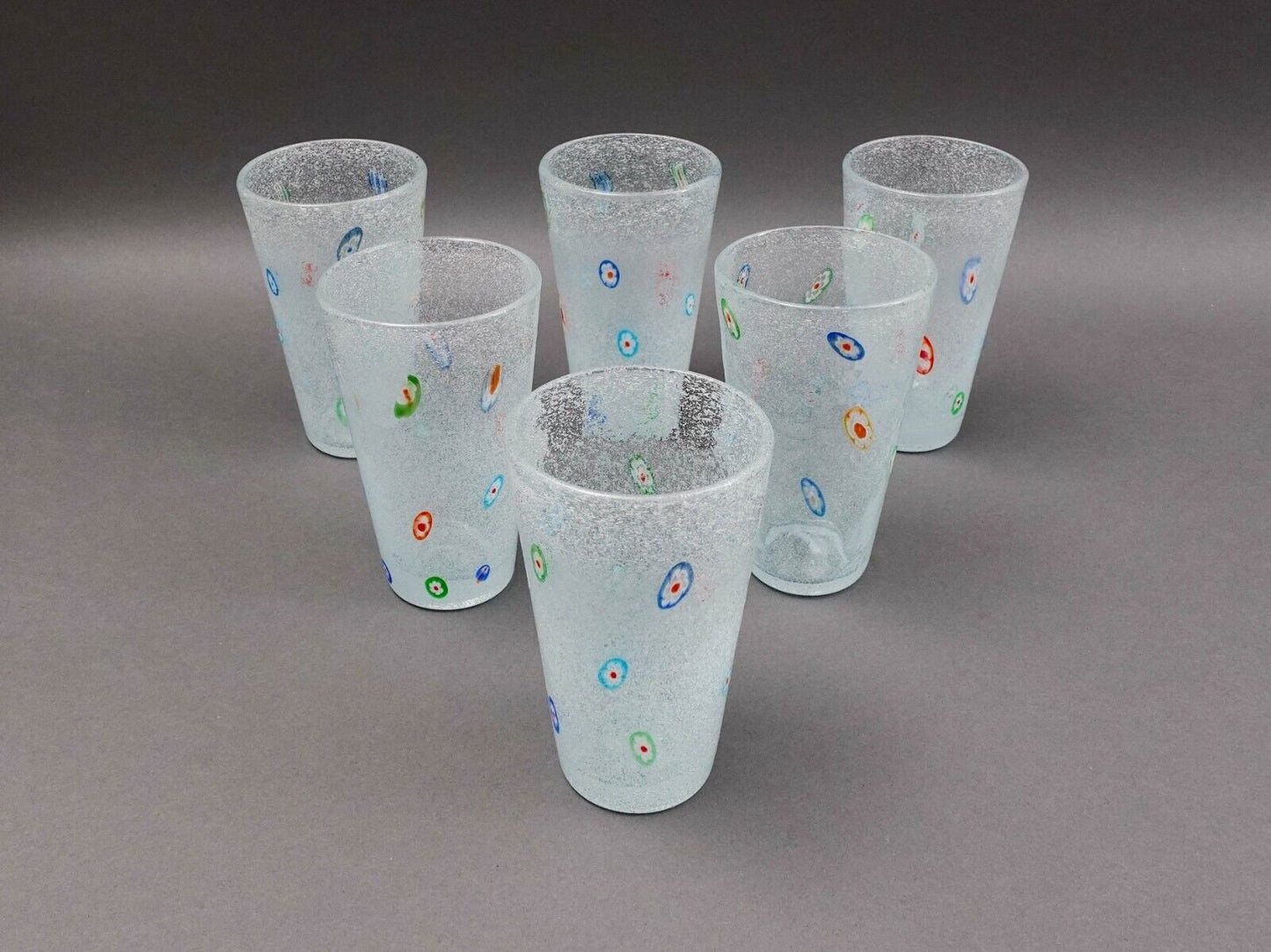 Crate & Barrel Zazz Millefiori 5 5/8" Highball Tumbler Glasses Set Of 6