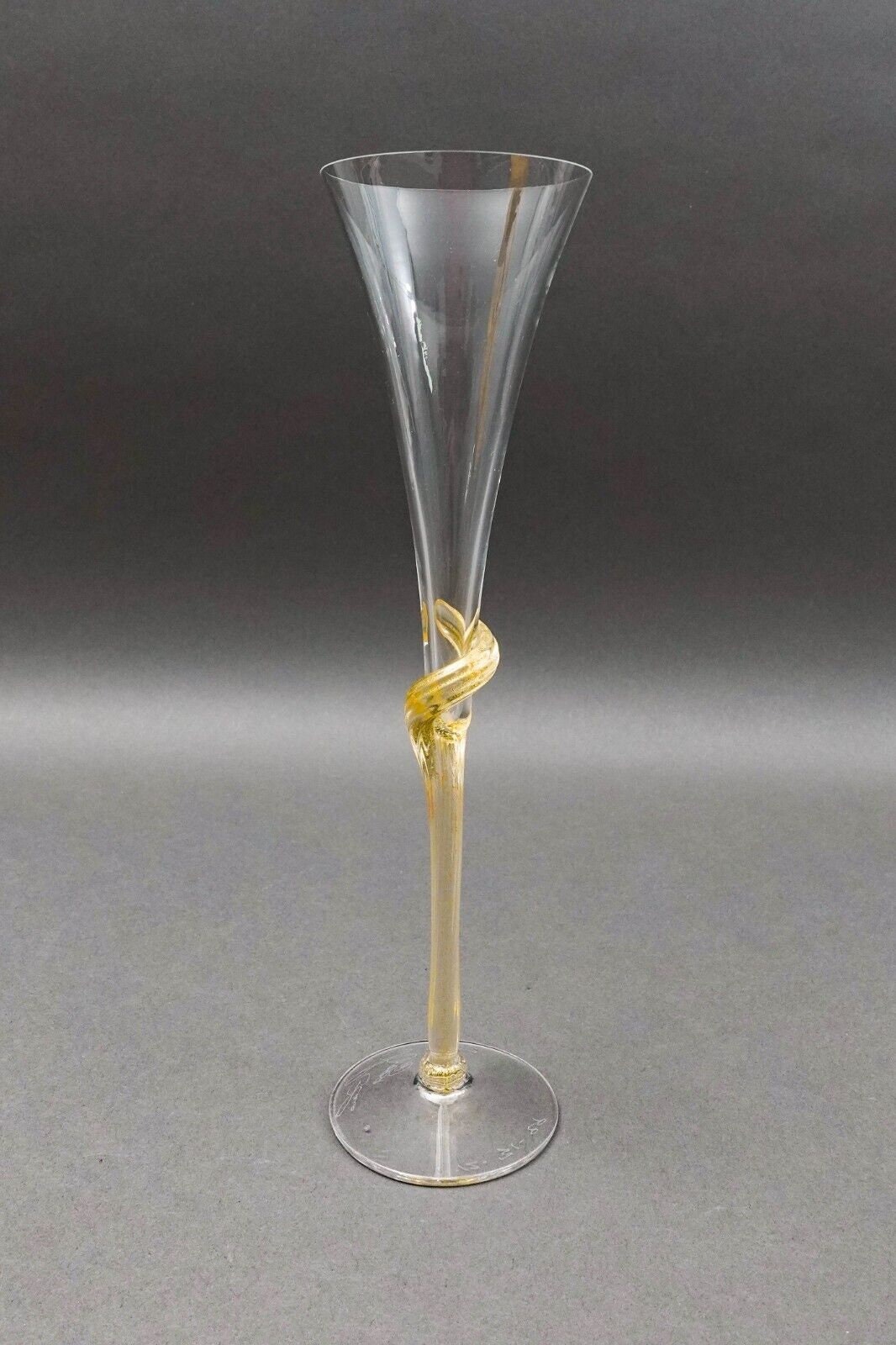 Union Street Glass Signed Y2K Gold Mist Twisted Champagne Flutes Set Of 4