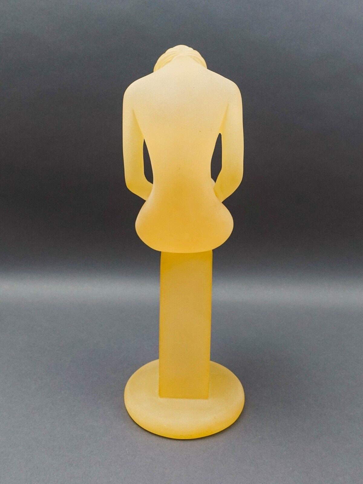 Monique Vintage Frosted Lucite Female Woman On Pedestal Sculpture 15.75"