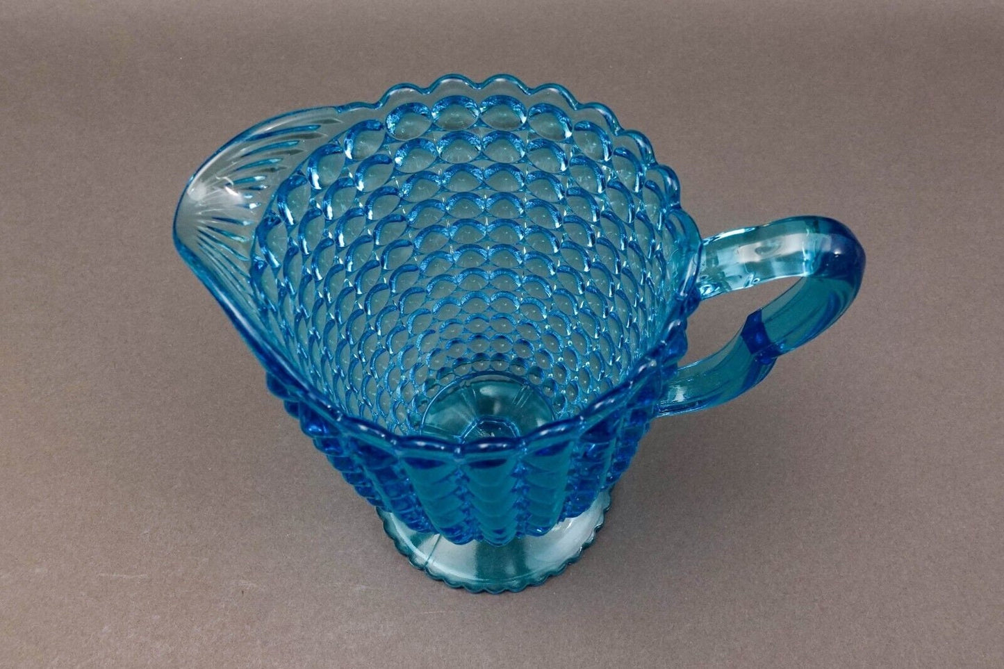Richards & Hartley Thousand Eye Blue Footed Glass Pitcher
