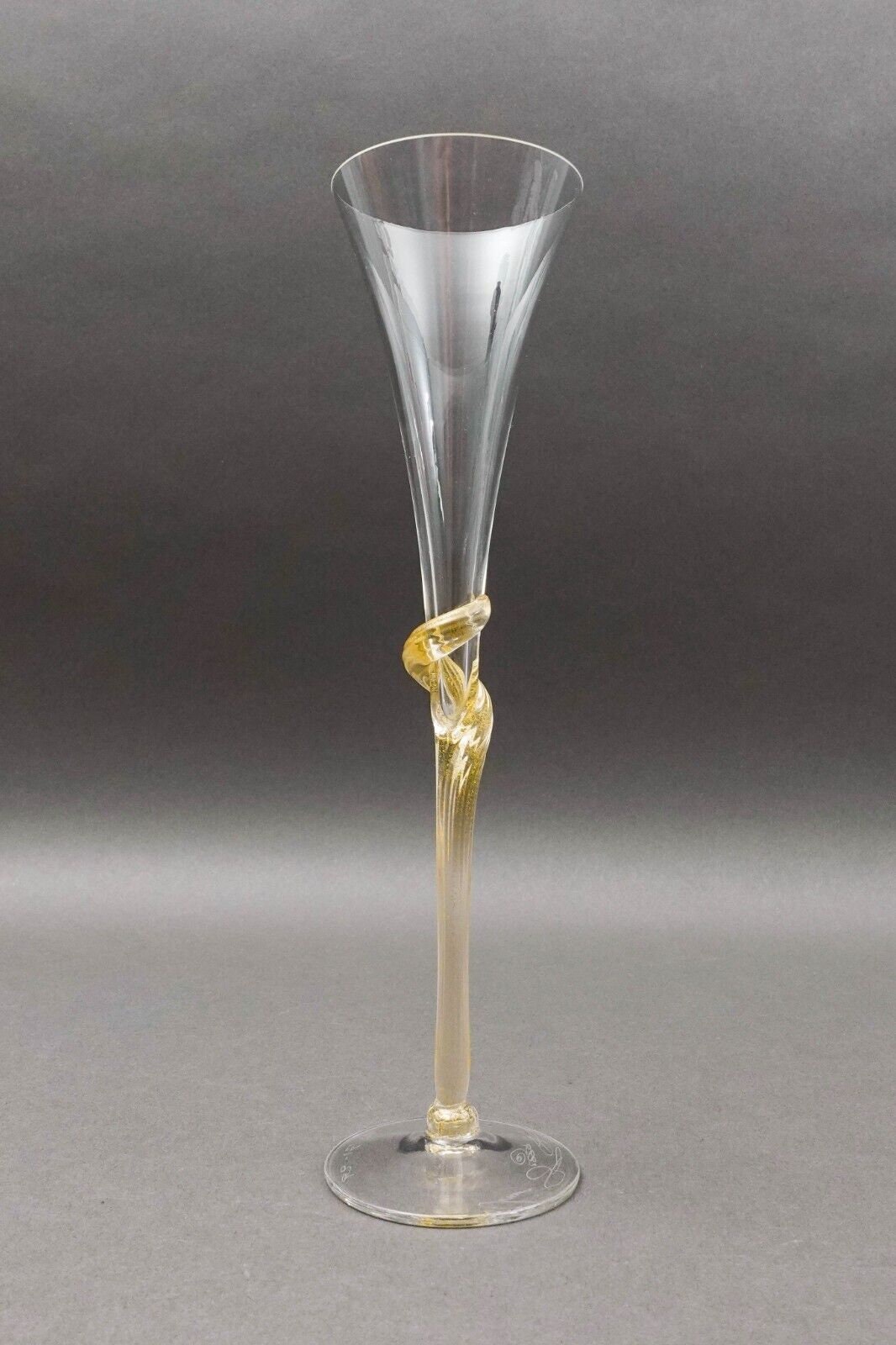 Union Street Glass Signed Y2K Gold Mist Twisted Champagne Flutes Set Of 4