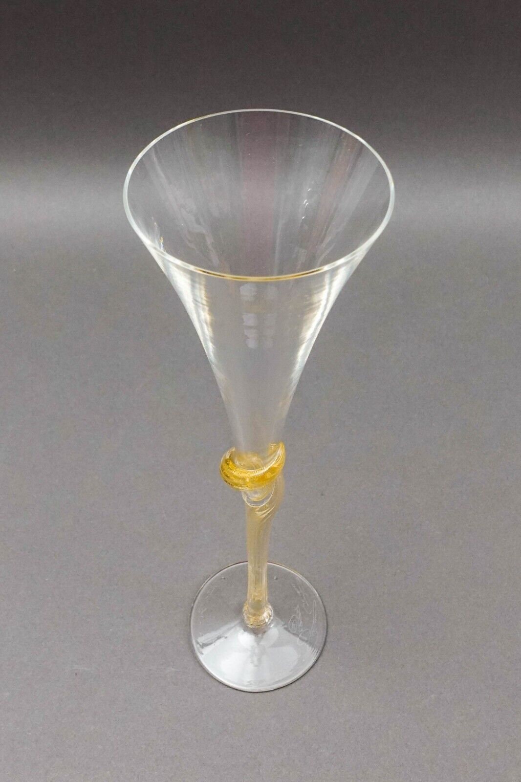 Union Street Glass Signed Y2K Gold Mist Twisted Champagne Flutes Set Of 4