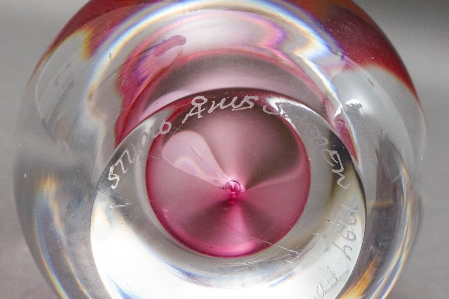 Studio Ahus Sweden 1994 Hanne Dreutler & Arthur Zirnsack Art Glass Paperweight