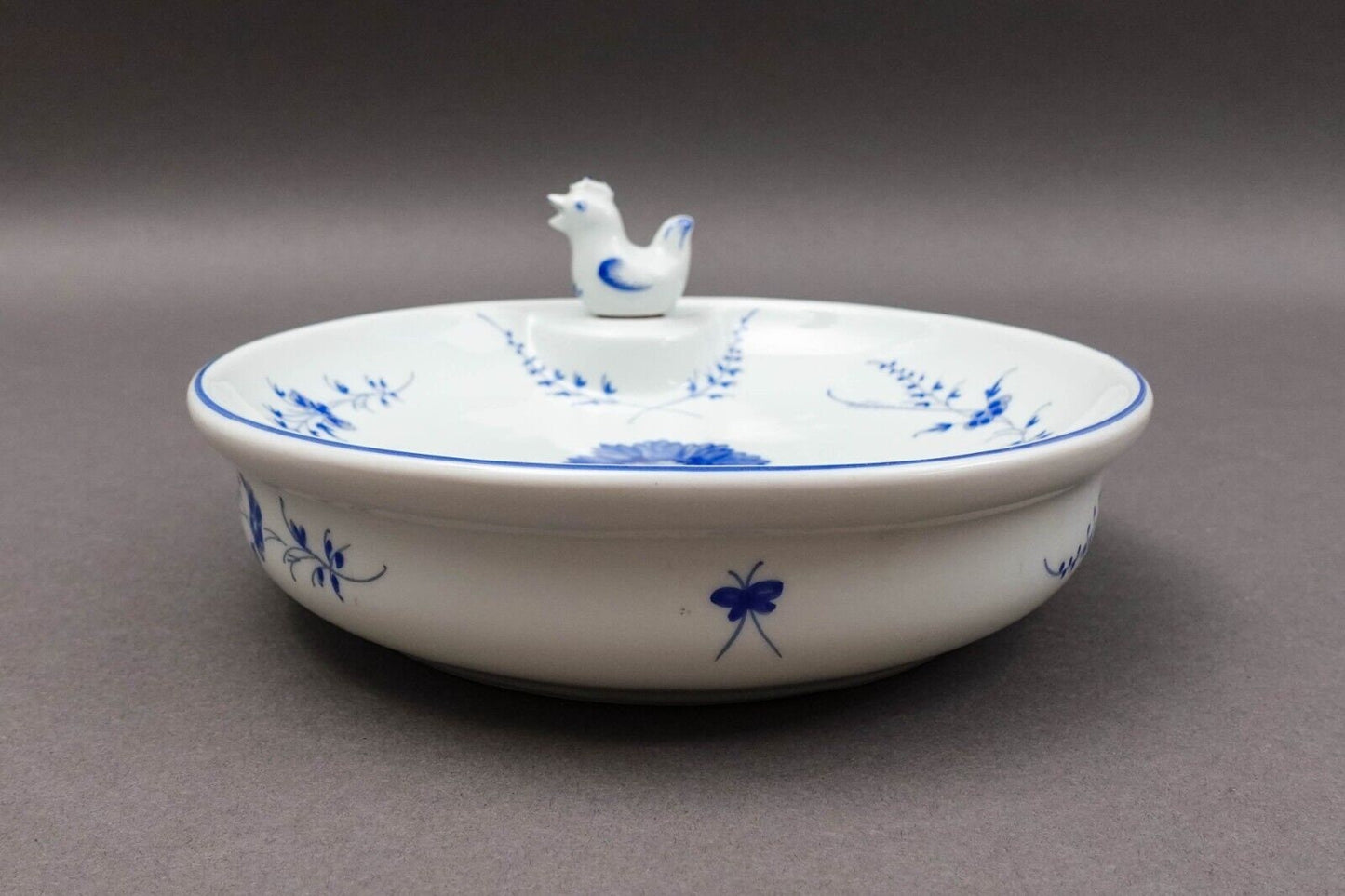 Chantilly Limoges France Rare Blue White Floral Porcelain Warmer Dish Plate Bowl
