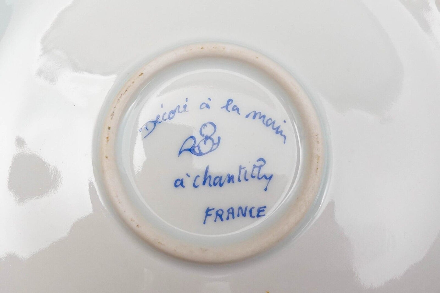 Chantilly Limoges France Rare Blue White Floral Porcelain Warmer Dish Plate Bowl
