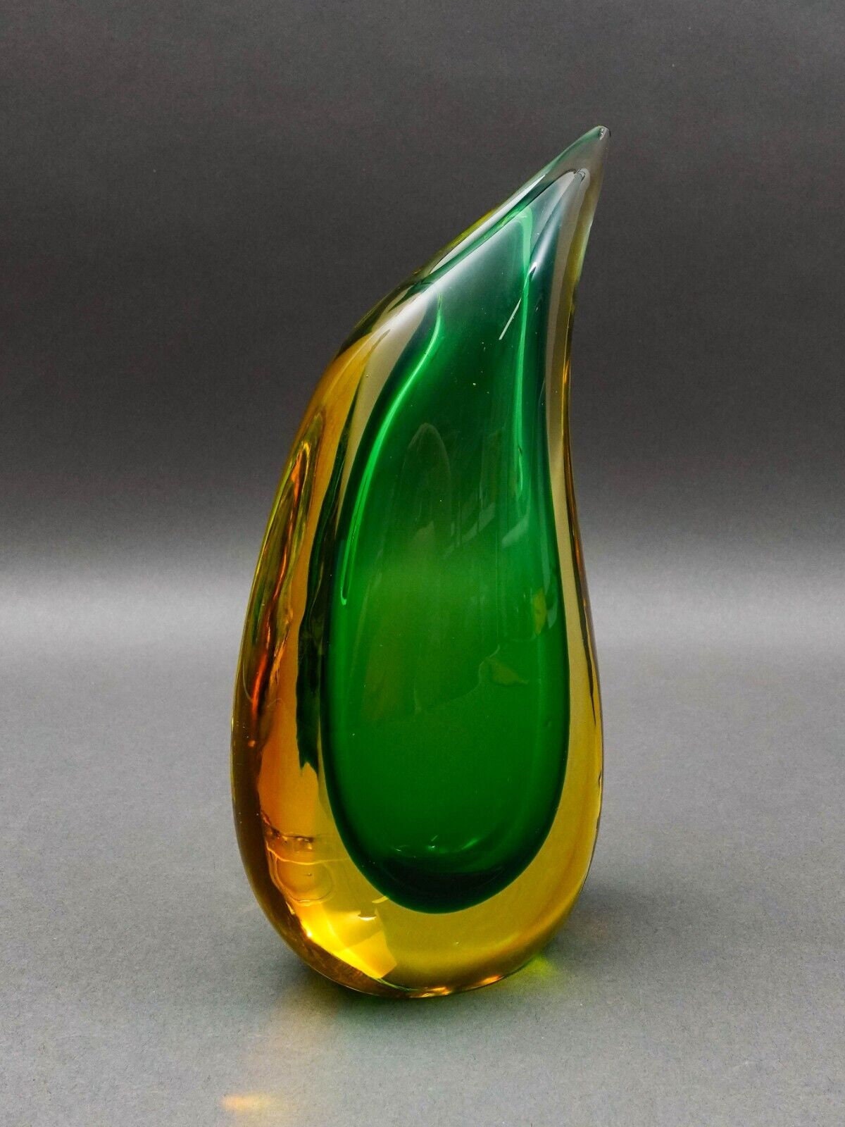 Luigi Onesto Italian Oggetti Murano Sommerso Art Glass Tear Drop Vase 9 5/8"