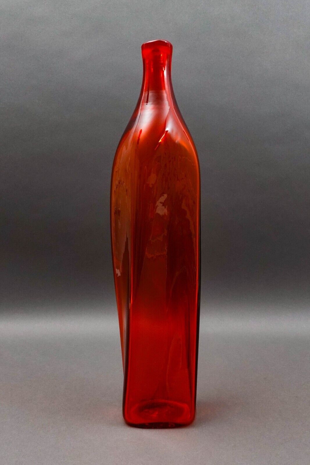 Blenko Wayne Husted Hand Blown Tangerine Twist Glass Decanter #5825 (No Stopper)