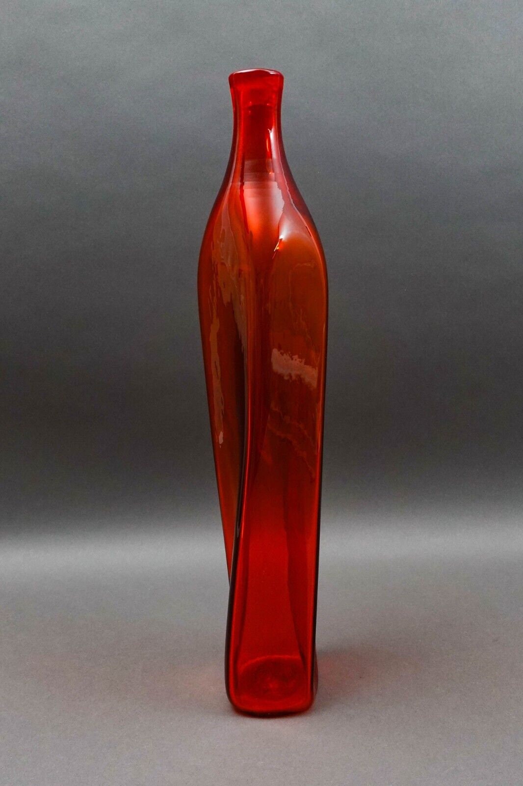 Blenko Wayne Husted Hand Blown Tangerine Twist Glass Decanter #5825 (No Stopper)