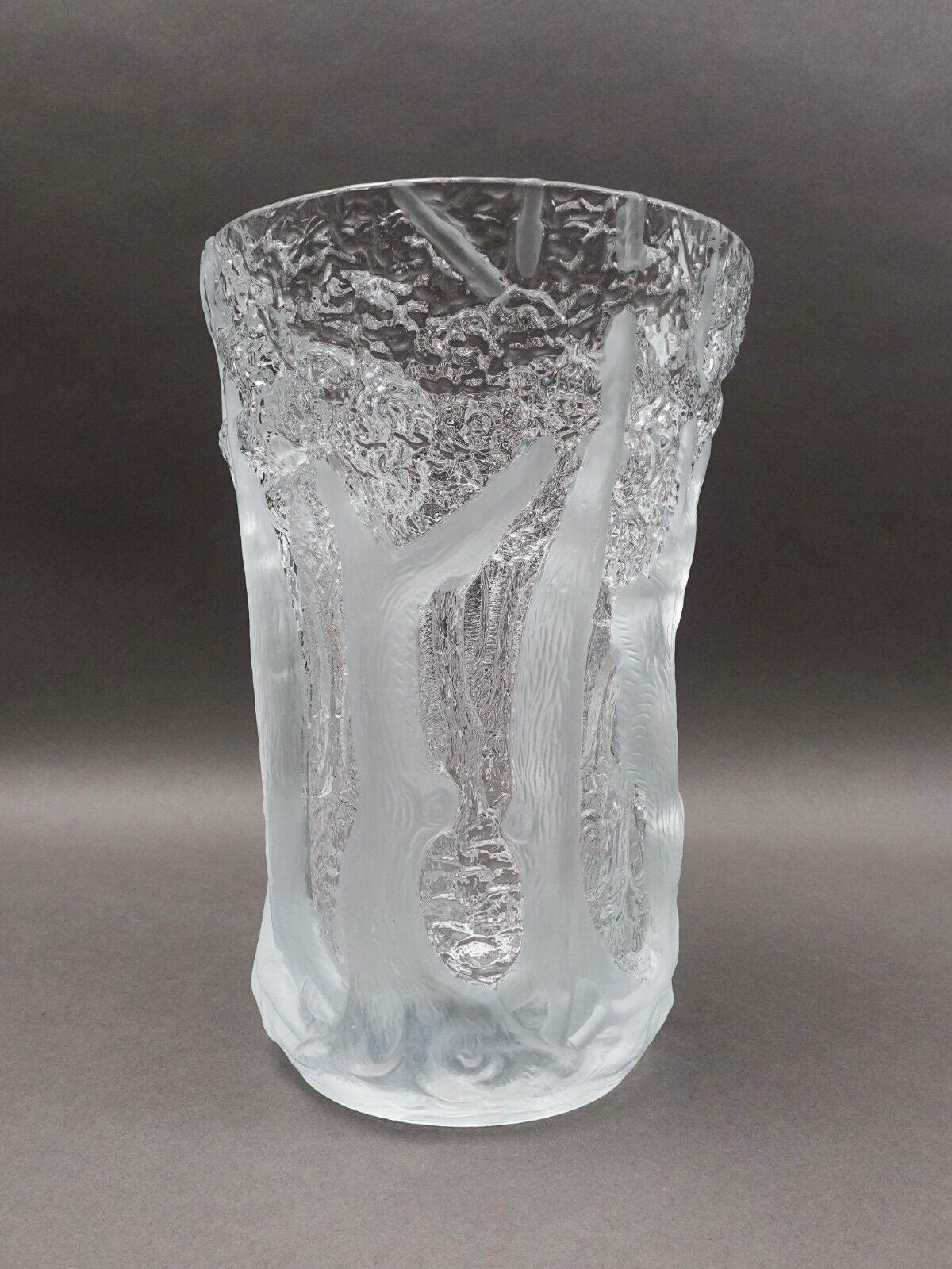 Joseph Inwald Barolac Czech Dans La Foret Forest Art Deco Satin Glass Vase 10.5"