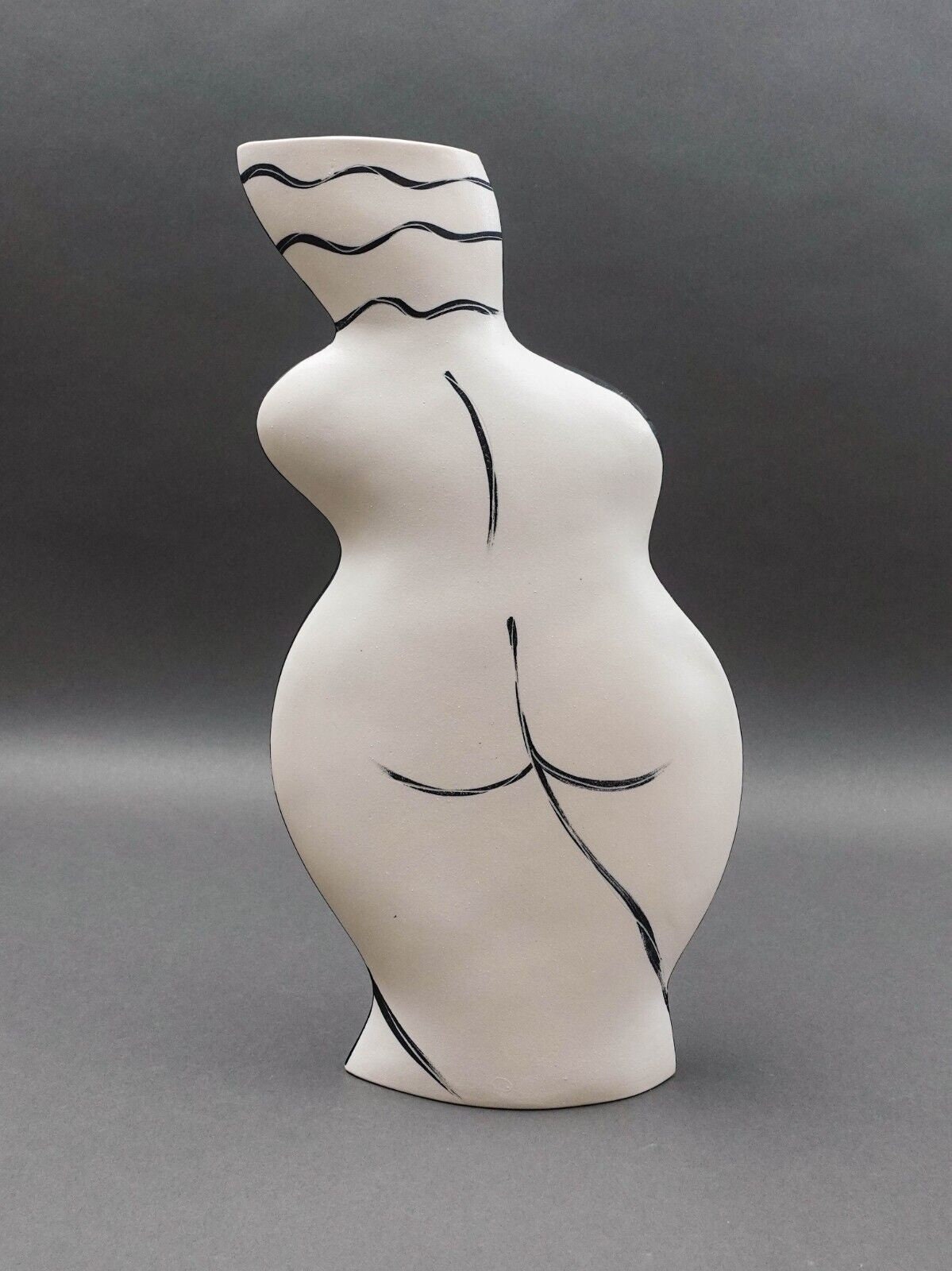 Donna Polseno Signed Studio Pottery Large Abstract Female Woman Figure Vase 16"