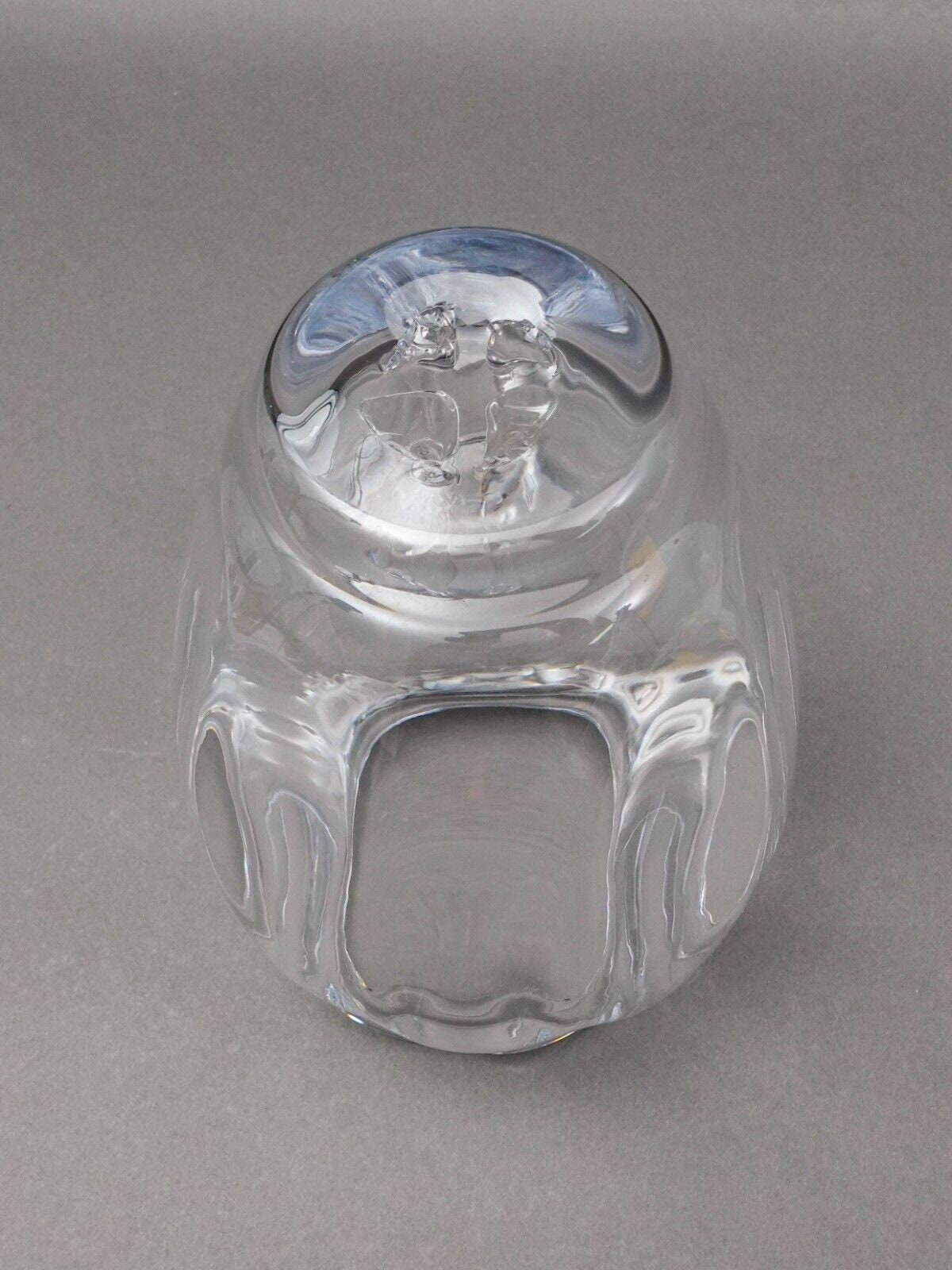 Simon Pearce Crystal Chelsea Hand Blown Optic Cinched Glass Vase Ruffle Rim 9.5"