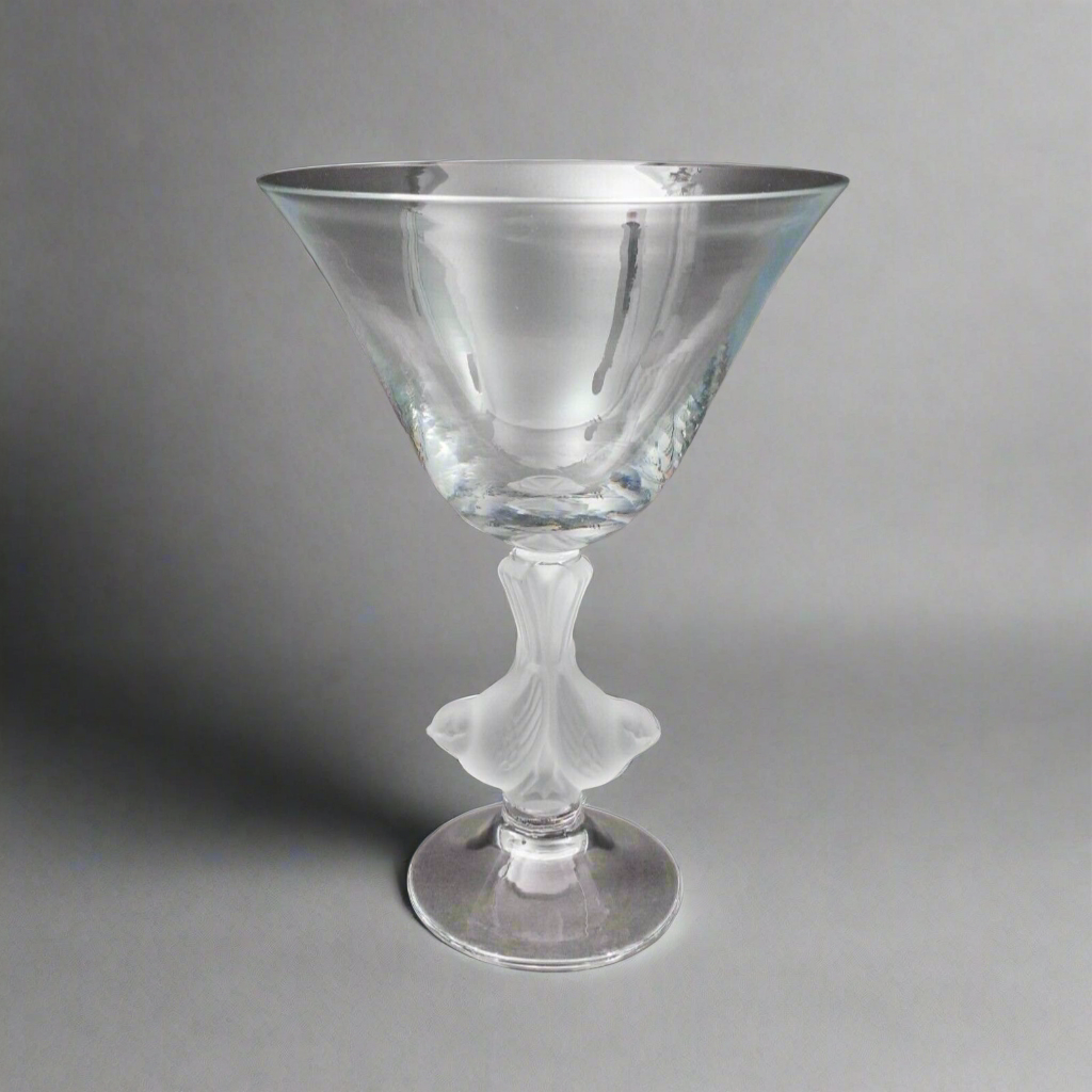 Sasaki Crystal Japan Etuso Yamagishi Wings Frosted Love Birds Compote Bowl