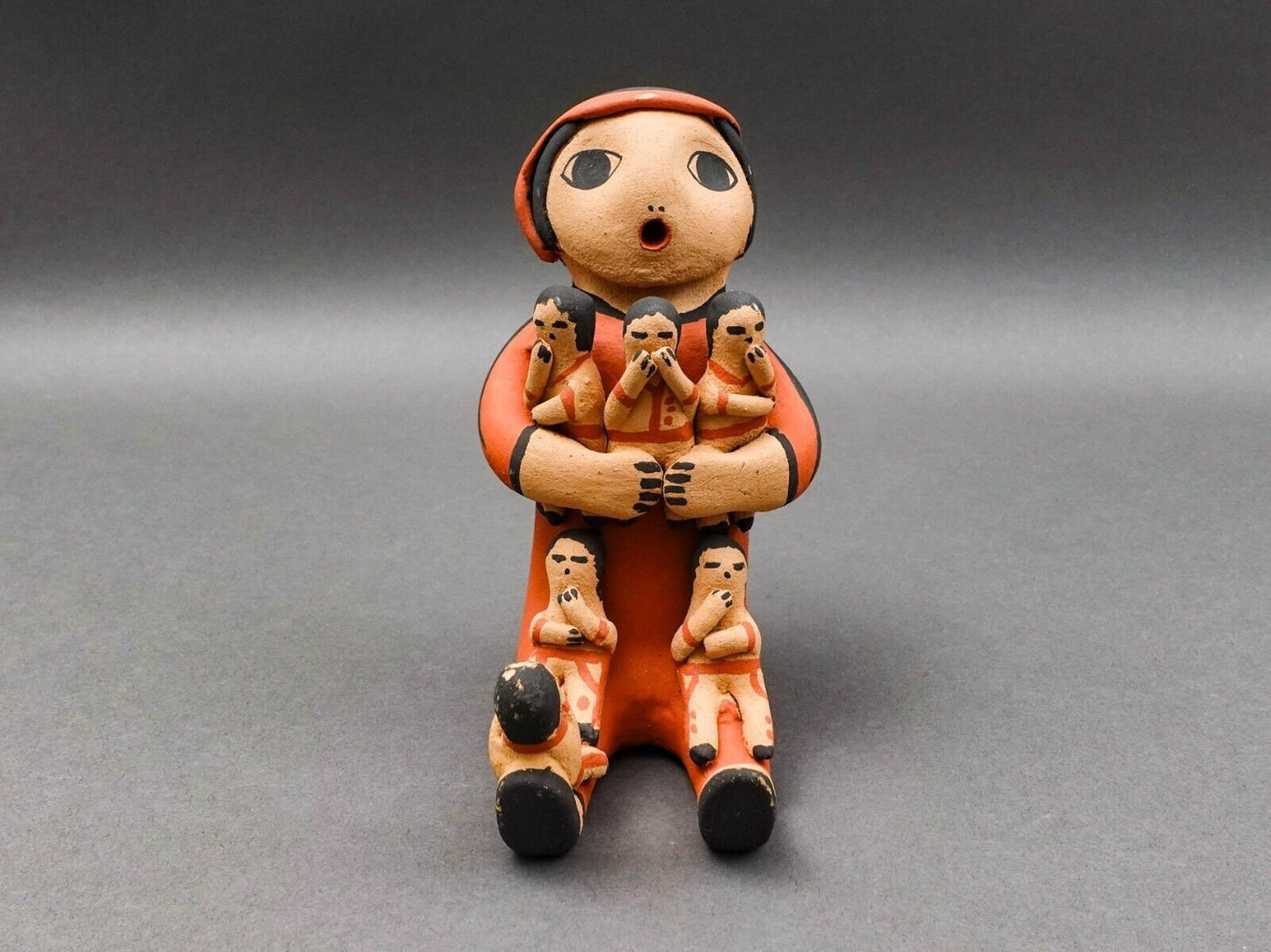 Toya Jemez Pueblo Native American Storyteller Six Children Pottery Sculpture