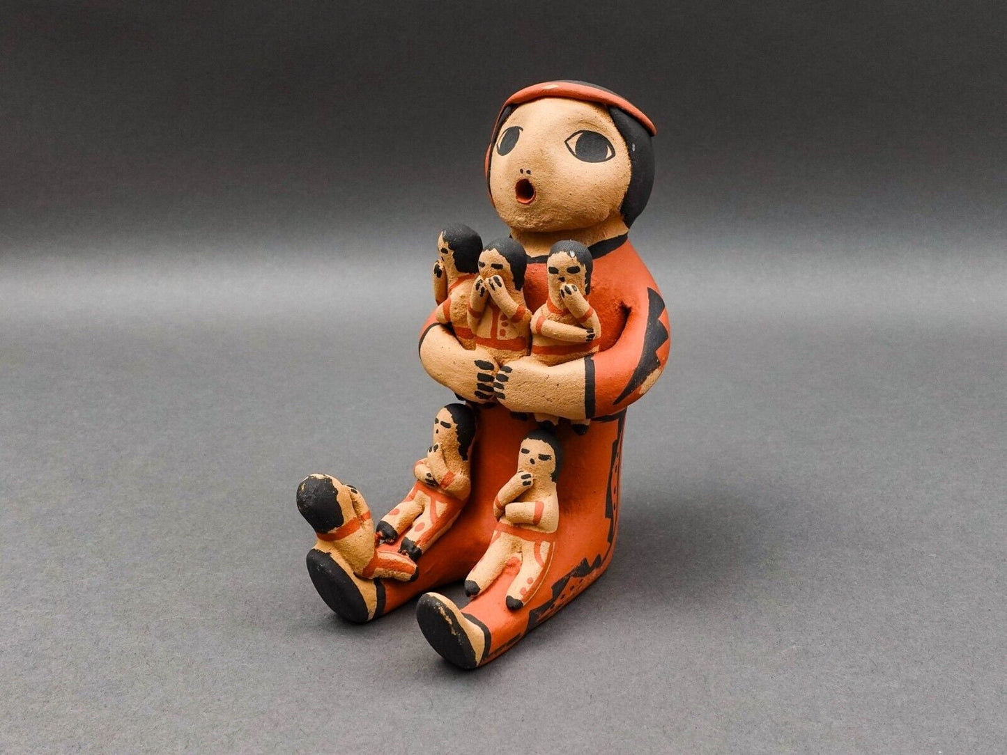 Toya Jemez Pueblo Native American Storyteller Six Children Pottery Sculpture