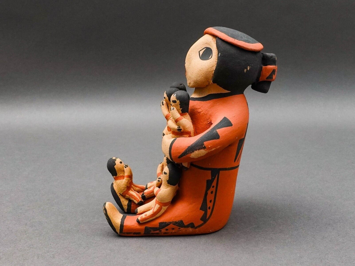 Toya Jemez Pueblo Native American Storyteller Six Children Pottery Sculpture